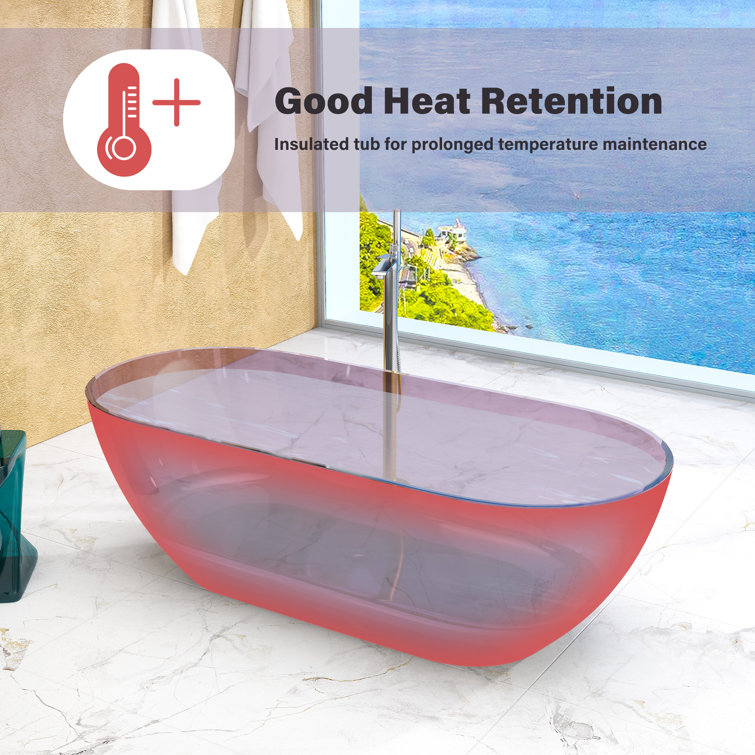 69'' Purple Transparent Resin Freestanding Soaking Bathtub