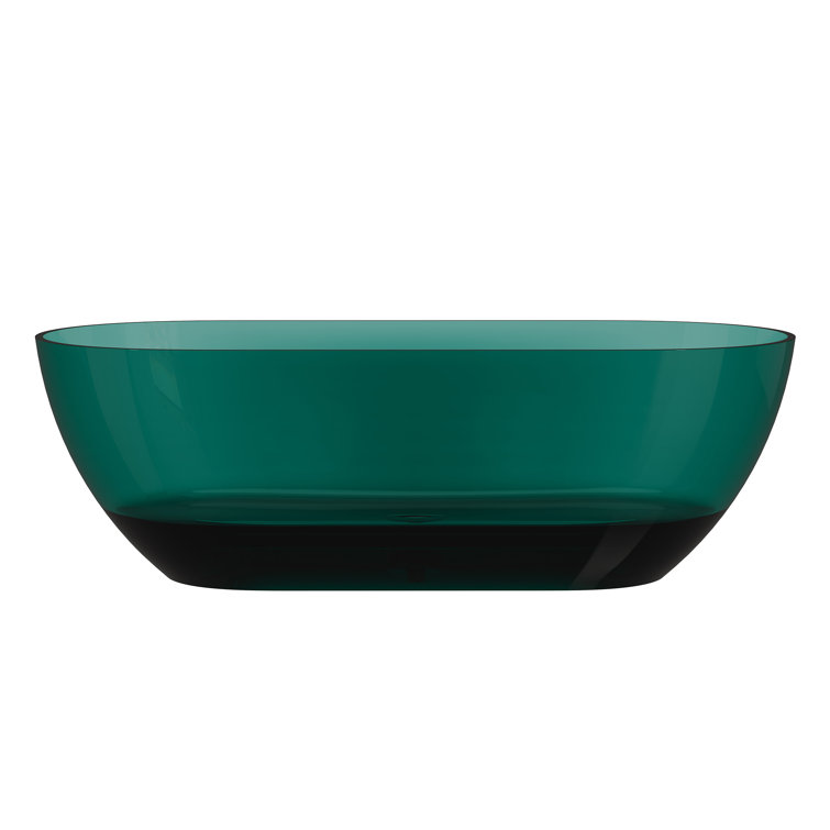 69'' Ocean Blue Transparent Resin Freestanding Soaking Bathtub