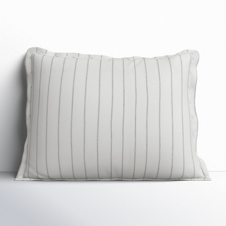 Ivory and Gray Striped Belgian Linen Euro Sham
