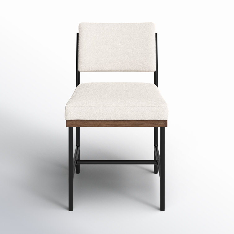 Ellie Contemporary White Leather Side Chair with Metal Frame