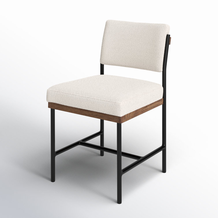 Ellie Contemporary White Leather Side Chair with Metal Frame