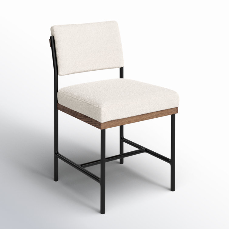 Ellie Contemporary White Leather Side Chair with Metal Frame