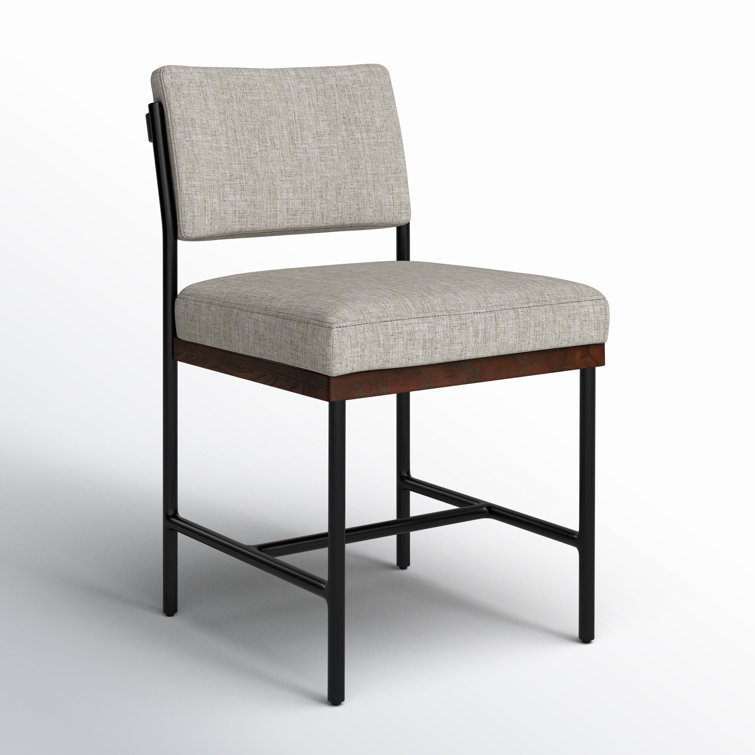 Gray Linen Upholstered Metal Side Chair