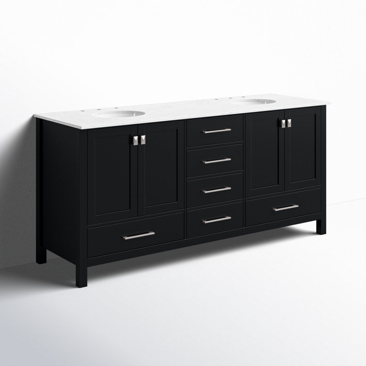 Black Double Sink Vanity with Engineered Marble Top