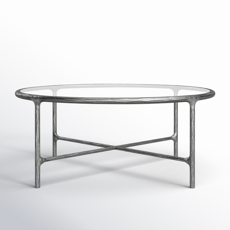 Evelynn Round Silver Glass Coffee Table