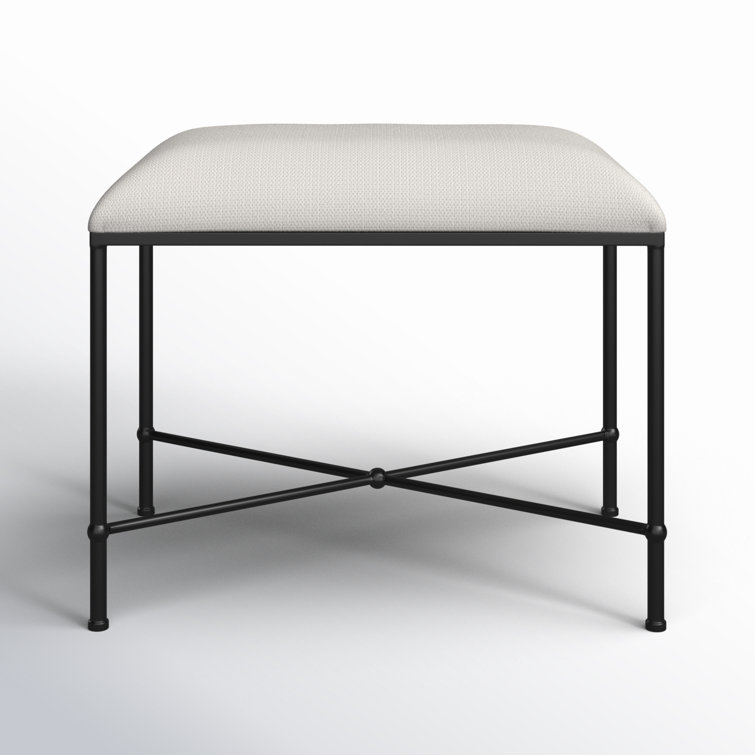 Avenham 24" Transitional Iron Framed Bench in Crisp White
