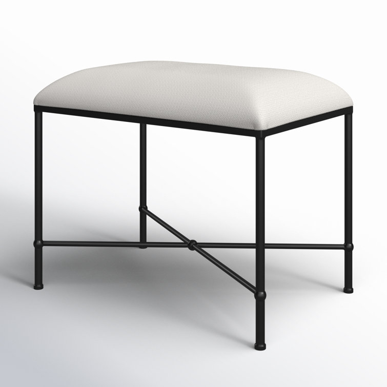 Avenham 24" Transitional Iron Framed Bench in Crisp White