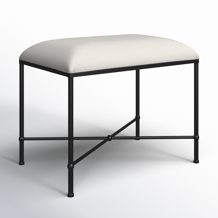 Avenham 24" Transitional Iron Framed Bench in Crisp White