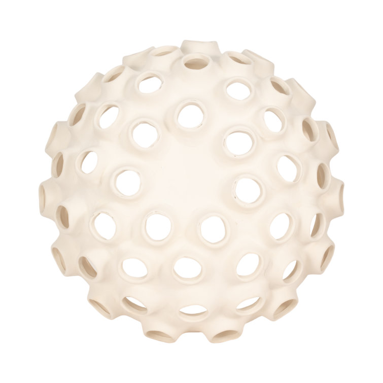 Cream Handcrafted Terracotta Decorative Bowl with Cutout Design