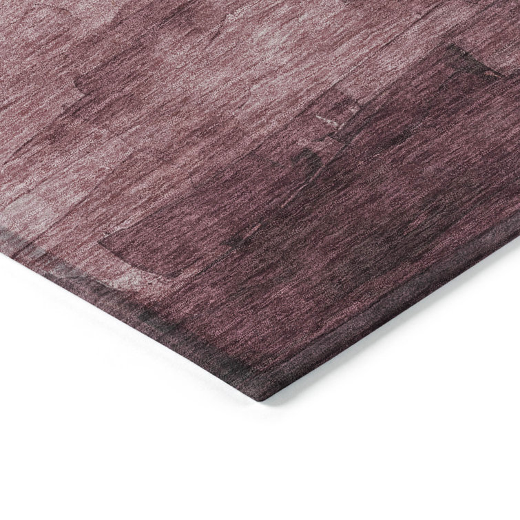 Red and Beige Rectangular Washable Synthetic Rug