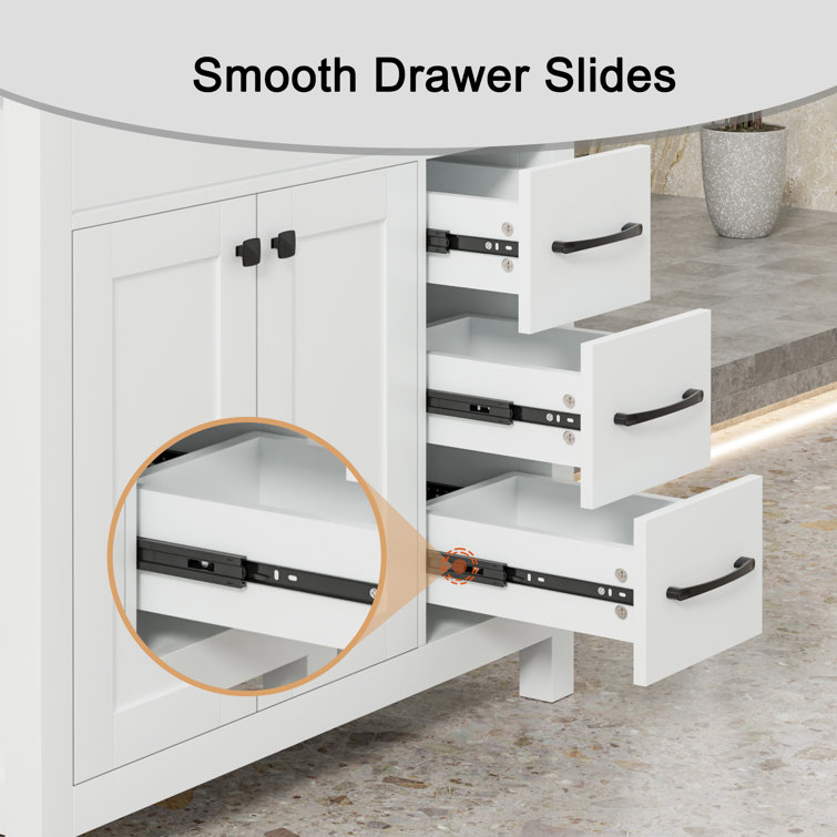 36" White Engineered Wood Freestanding Bathroom Vanity Base