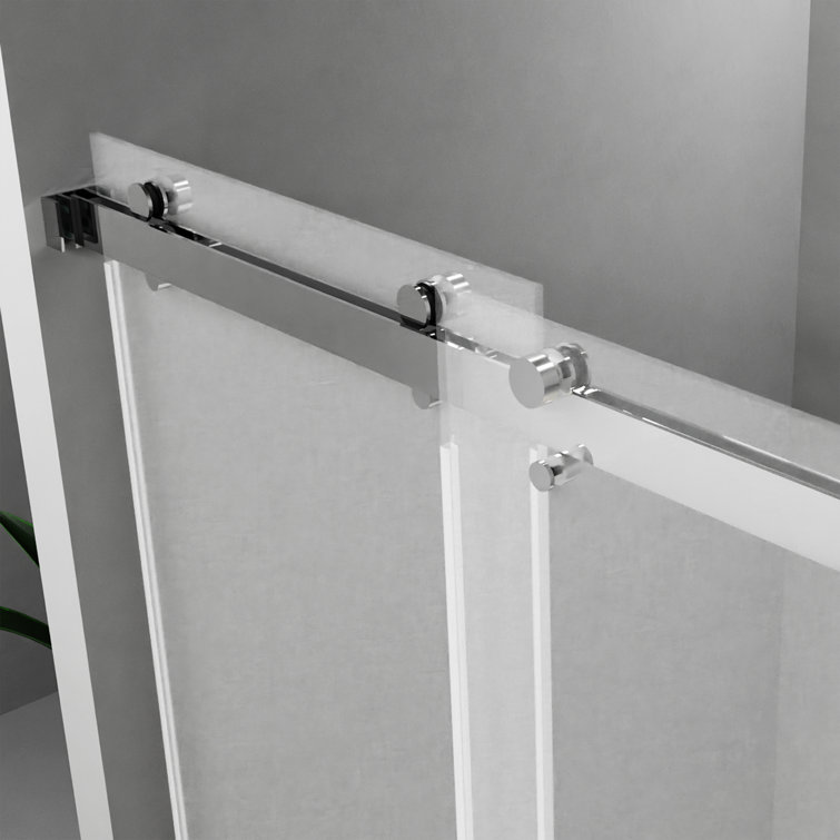 60" Chrome Frameless Sliding Bathtub Door with Clear Tempered Glass