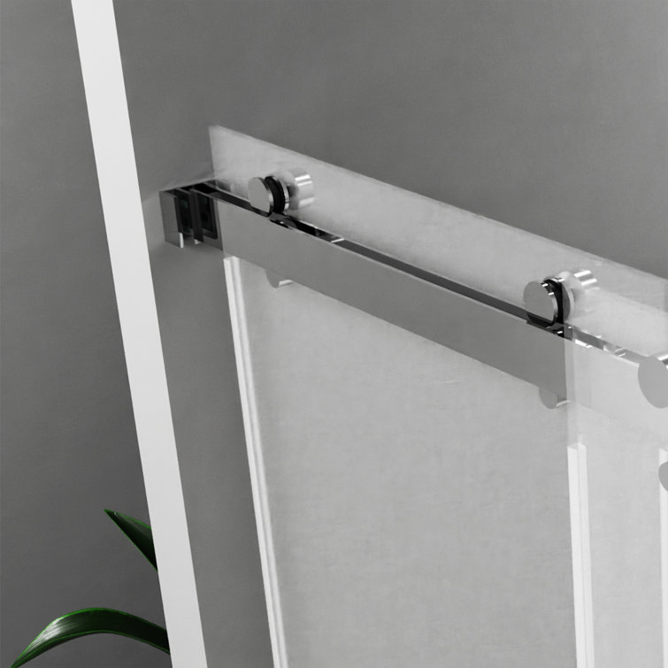 60" Chrome Frameless Sliding Bathtub Door with Clear Tempered Glass