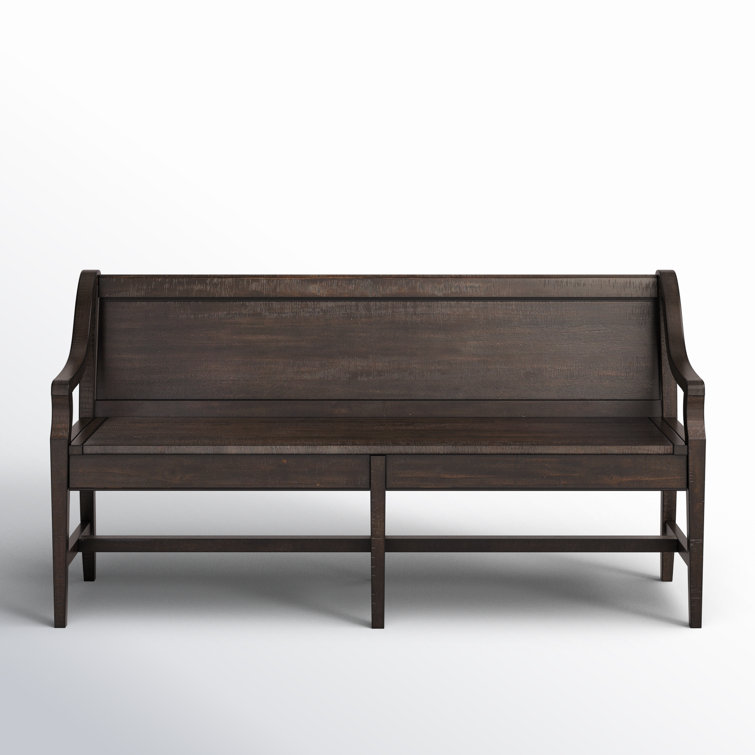 Graphite Pine Wood Bench with Back and Arms