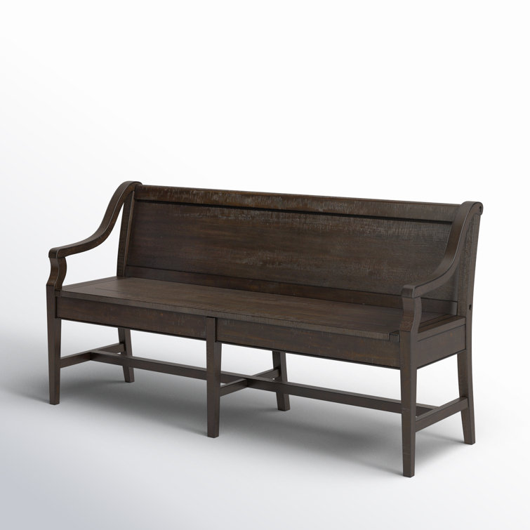 Graphite Pine Wood Bench with Back and Arms