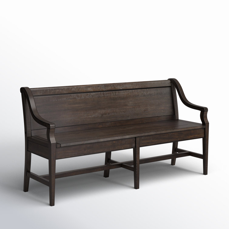 Graphite Pine Wood Bench with Back and Arms
