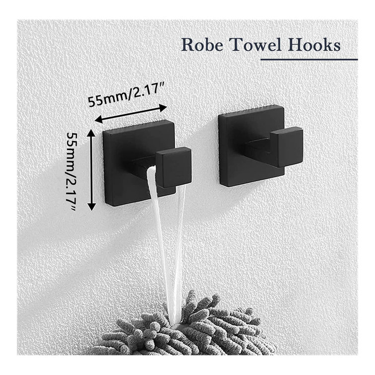 Matte Black 5-Piece Stainless Steel Bathroom Hardware Set