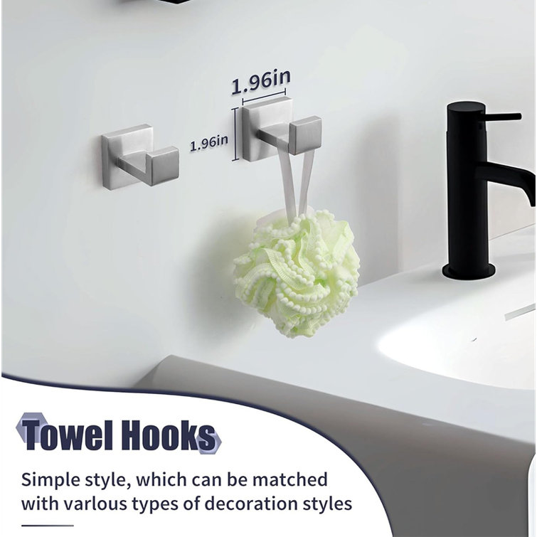 Brushed Nickel Square 5-Piece Bathroom Hardware Set