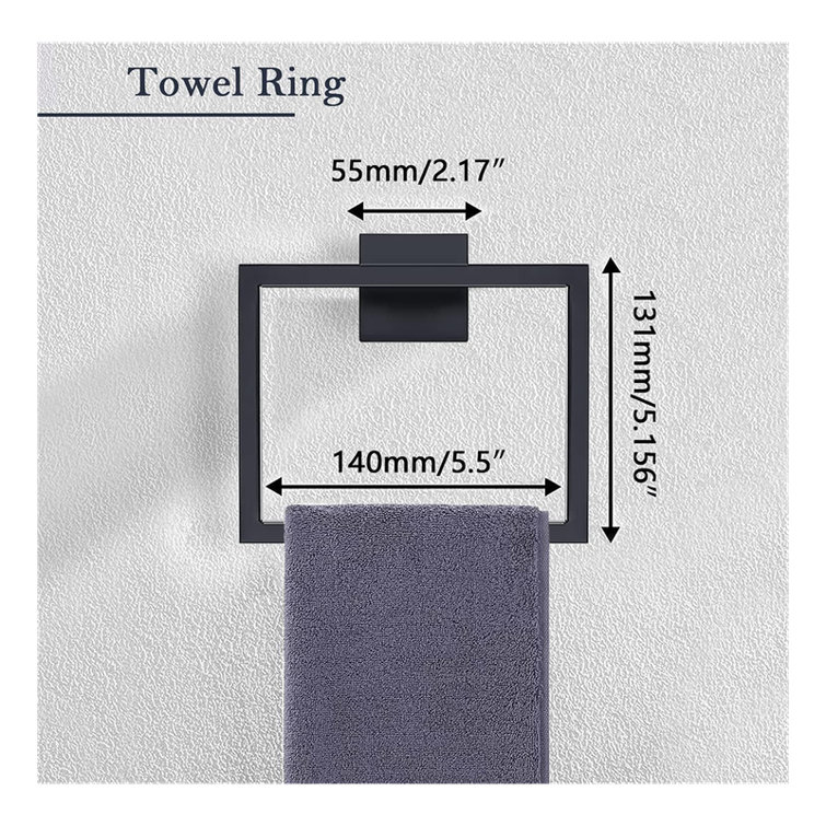 Matte Black 5-Piece Stainless Steel Bathroom Hardware Set