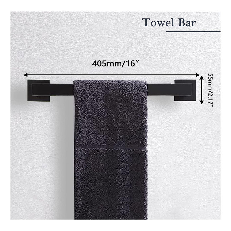 Matte Black 5-Piece Stainless Steel Bathroom Hardware Set