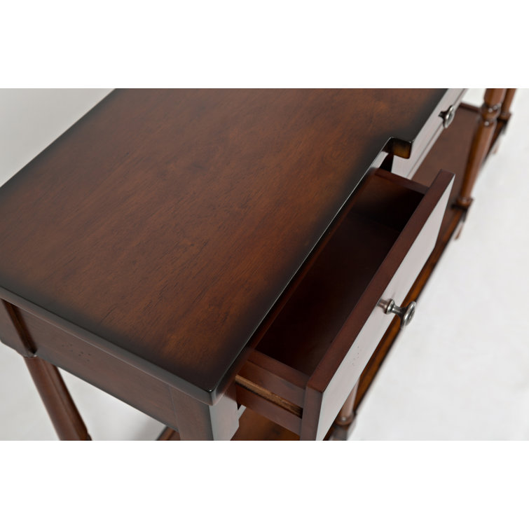 Elegant Antique Mahogany 60'' Rectangular Console Table with Storage