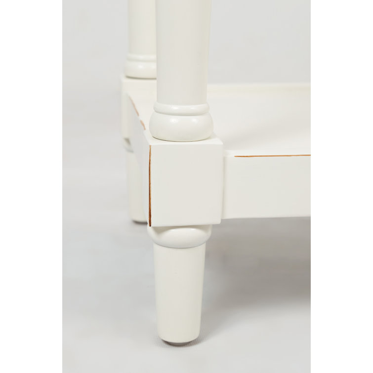 Transitional White Wood Rectangular Console Table with Storage