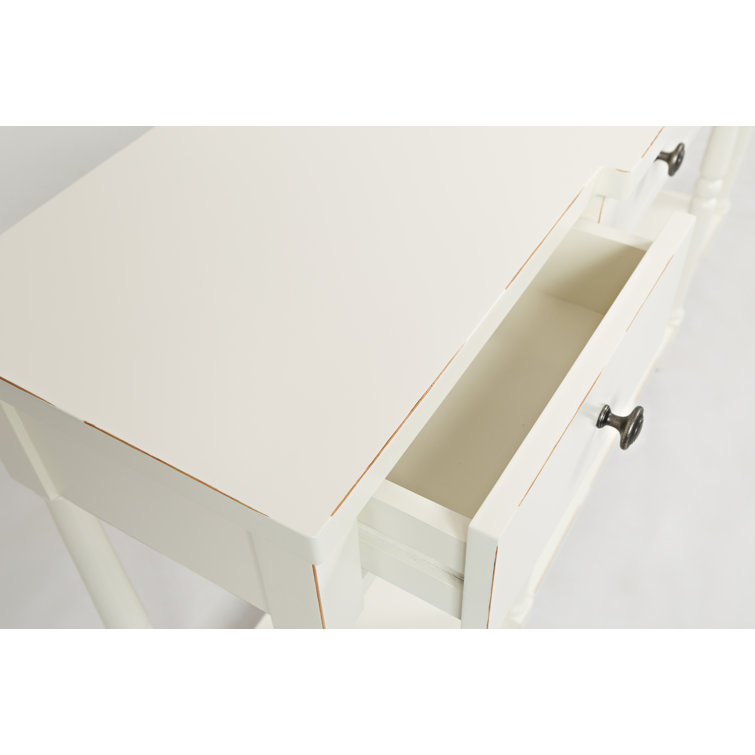 Transitional White Wood Rectangular Console Table with Storage
