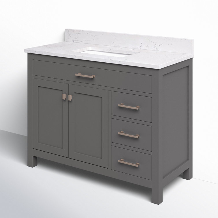 Jasper 42'' Gray Freestanding Bathroom Vanity with Carrara Top