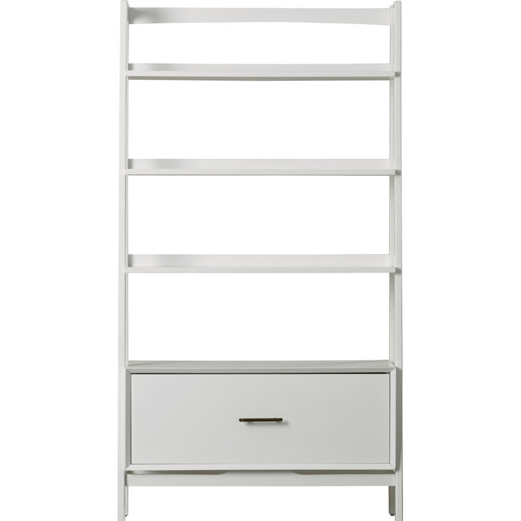 Mid-Century Modern White Wood Large Etagere Bookcase