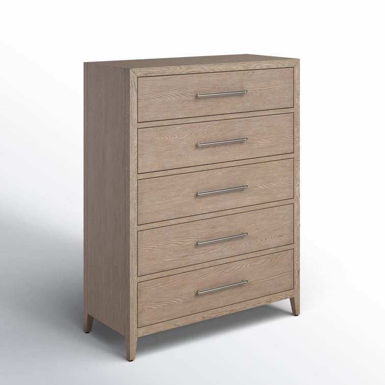 Gray Oak 44" Wide Cove Drawer Chest with Aged Satin Pewter Hardware
