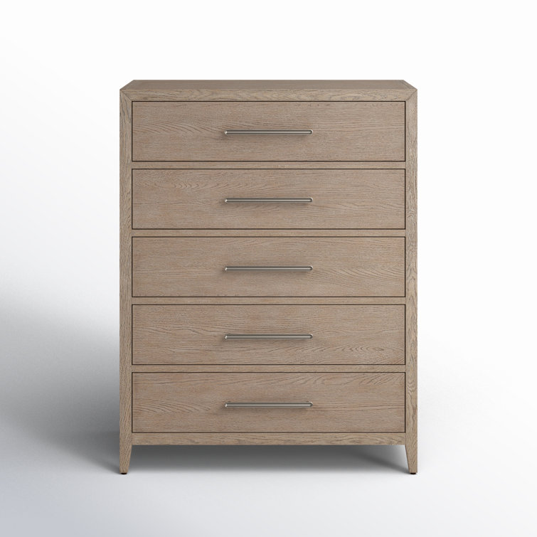 Gray Oak 44" Wide Cove Drawer Chest with Aged Satin Pewter Hardware