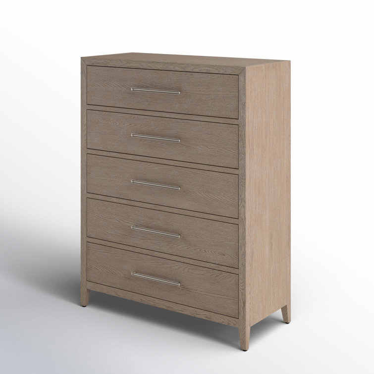 Gray Oak 44" Wide Cove Drawer Chest with Aged Satin Pewter Hardware