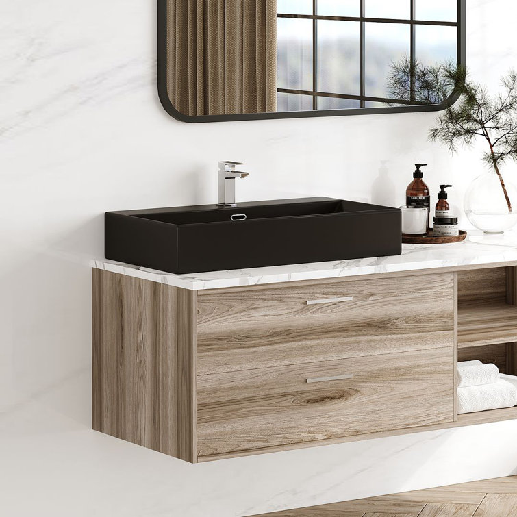 Turner 30" Matte Black Ceramic Wall-Mount Bathroom Sink