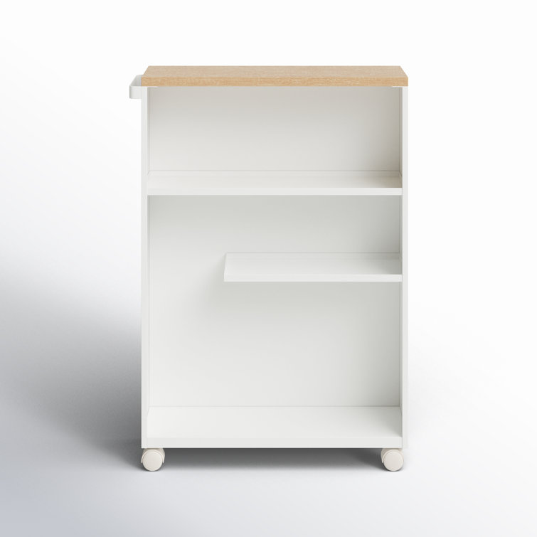 Slim White Wood Adjustable Rolling Bathroom Storage Cart