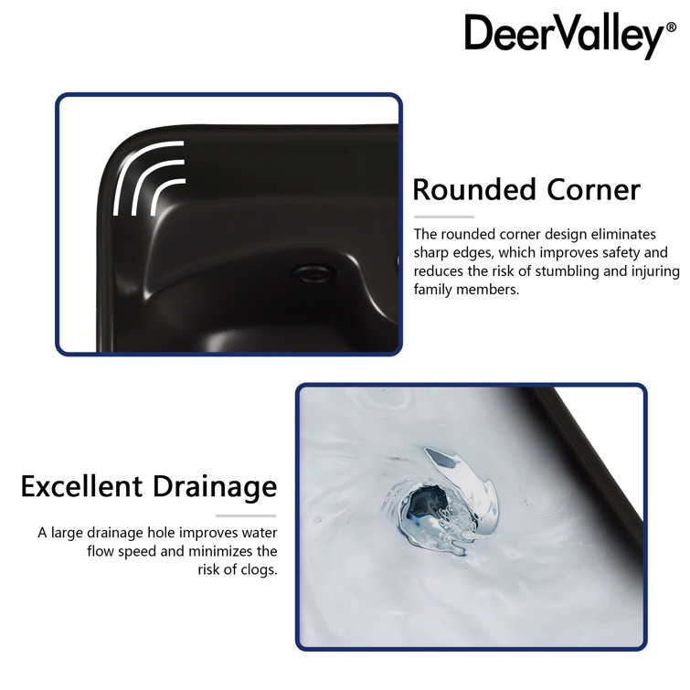 Black Ceramic Modern Pedestal Bathroom Sink with Overflow