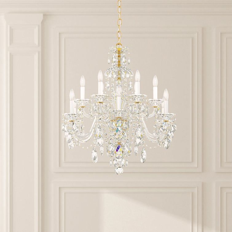 Aurelia Gold 12-Light Chandelier with Clear Swarovski Crystal