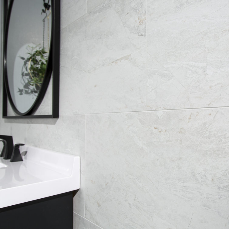 Polar Frost 25.6 in x 14.8 in Vinyl Tile Shower Kit