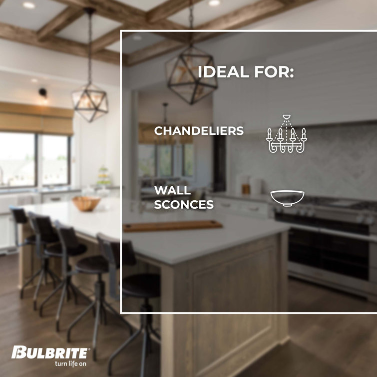 Clear Glass Dimmable LED Filament Candelabra Bulbs Pack of 4