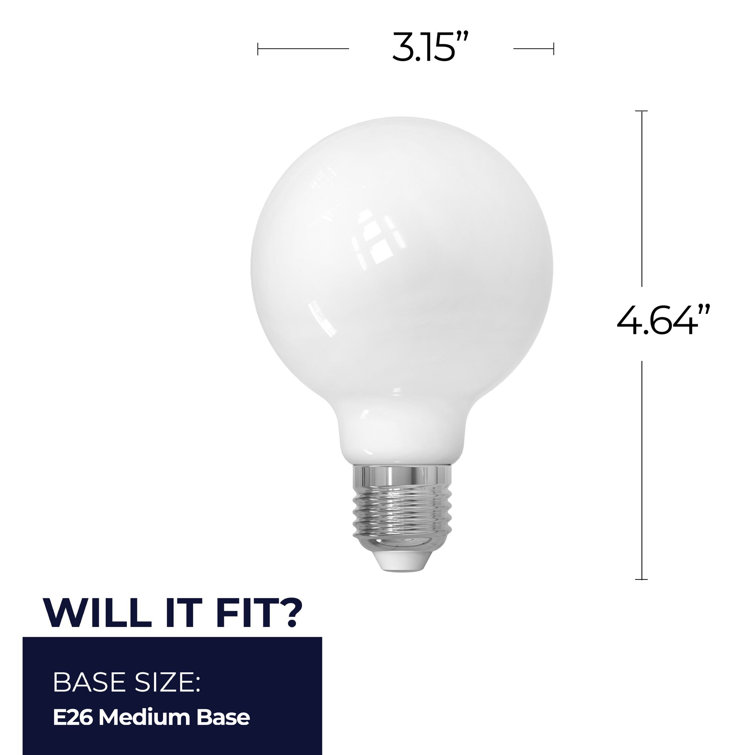 8.5 Watt White Dimmable LED Globe Light Bulbs Pack of 2