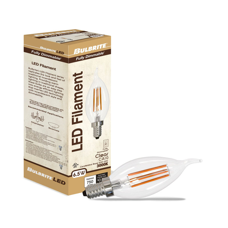 Clear Glass Dimmable LED Candle Light Bulbs, Pack of 4