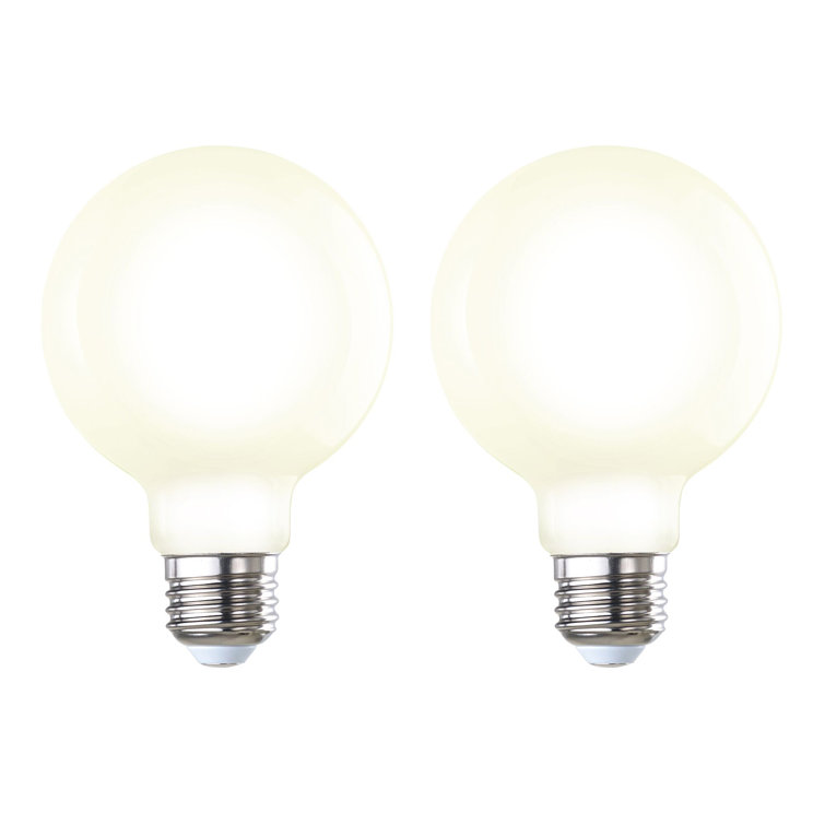 8.5 Watt White Dimmable LED Globe Light Bulbs Pack of 2