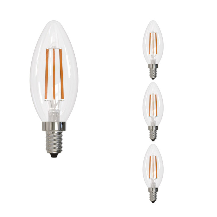 Clear Glass Dimmable LED Filament Candelabra Bulbs Pack of 4