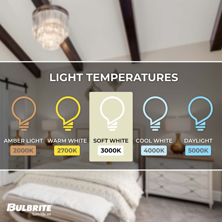 8.5 Watt White Dimmable LED Globe Light Bulbs Pack of 2