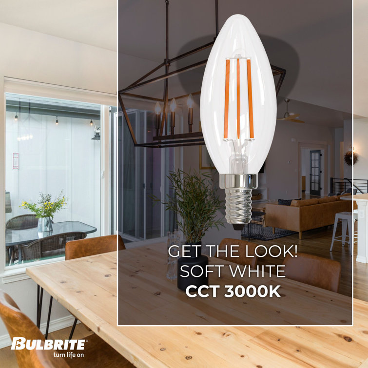 Clear Glass Dimmable LED Filament Candelabra Bulbs Pack of 4