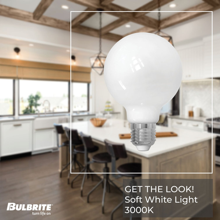 8.5 Watt White Dimmable LED Globe Light Bulbs Pack of 2