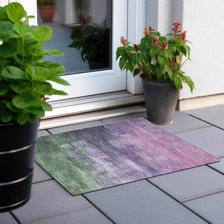Lavender Synthetic Flat Woven Washable Indoor/Outdoor Rug 1'8" x 2'6"