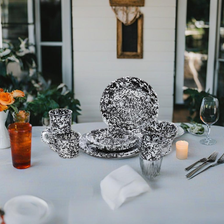 White Porcelain Outdoor 16-Piece Dinnerware Set