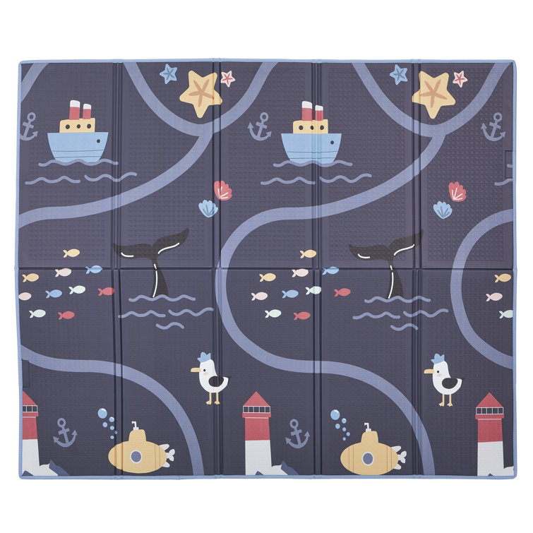 Large Ocean Blue Foam Reversible Baby Playmat