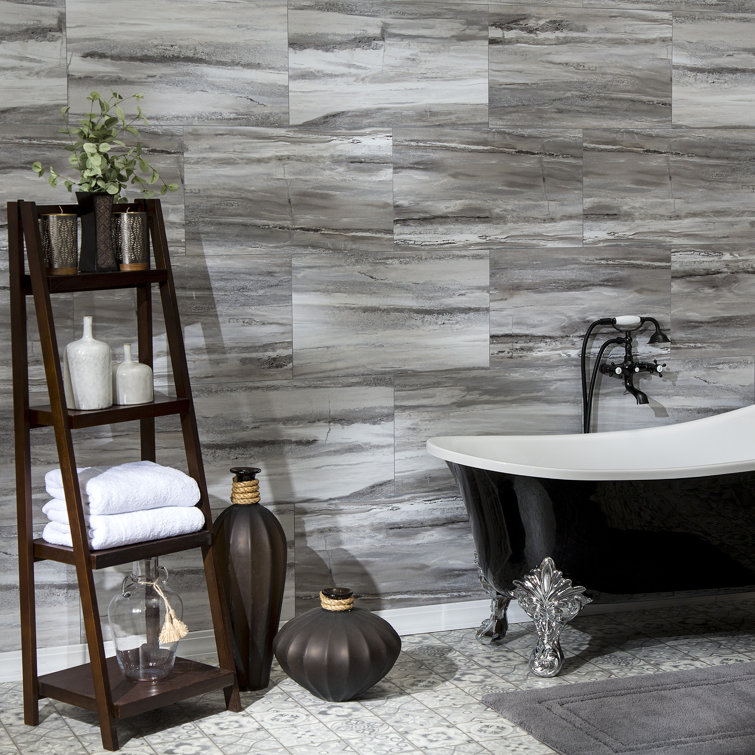Palisade Louvre Granite Vinyl Tile Shower Kit with Trims