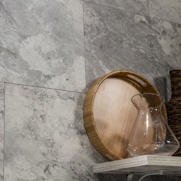 Silver Lake Gray Vinyl Tile Shower Kit with Interlocking Design